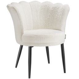 tectake Armchair Stella 1 - Faux Fur Cream/Black in Cream - Size: 1 Pack - thumbnail 1