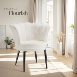 tectake Armchair Stella 1 - Faux Fur Cream/Black in Cream - Size: 1 Pack - thumbnail 8