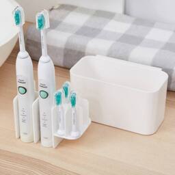 NESTLUNE No Drill Toothbrush Holder Wall Mounted Toothpaste Storage Rack in White - thumbnail 5