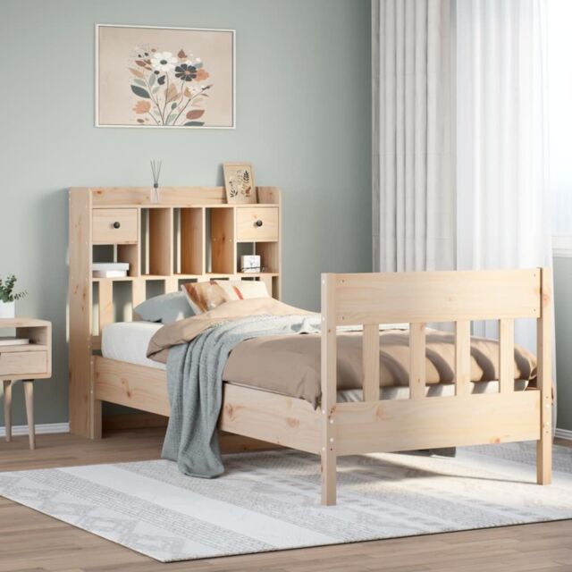 Berkfield Home Bed Frame without Mattress 75x190 cm Small Single Solid Wood Pine in Brown - image 1