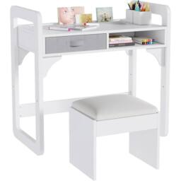 VOGREX Desk & Chair Set Study Desk Wooden Writing Table in White