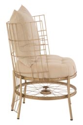 Orsina Luxurious Gold Finish Chair With Cushion, Fabric Upholstered Arm Chair For Bedroom, Stylish Armchair in Rose Gold - thumbnail 3