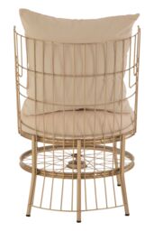 Orsina Luxurious Gold Finish Chair With Cushion, Fabric Upholstered Arm Chair For Bedroom, Stylish Armchair in Rose Gold - thumbnail 4