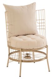 Orsina Luxurious Gold Finish Chair With Cushion, Fabric Upholstered Arm Chair For Bedroom, Stylish Armchair in Rose Gold - thumbnail 2