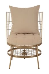Orsina Luxurious Gold Finish Chair With Cushion, Fabric Upholstered Arm Chair For Bedroom, Stylish Armchair in Rose Gold - thumbnail 6