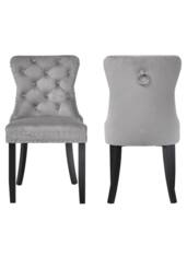 Groundlevel Set of 2 Studded Velvet Dining Chairs with Ring Knocker in Silver - thumbnail 1