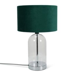 ValueLights Jessy Chrome Glass Table Lamp With Forest Green Shade in Silver - thumbnail 2