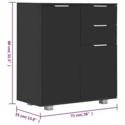 Berkfield Home Sideboard High Gloss Black 71x35x76 cm Engineered Wood - Size: 71 x 35 x 76 cm - thumbnail 9