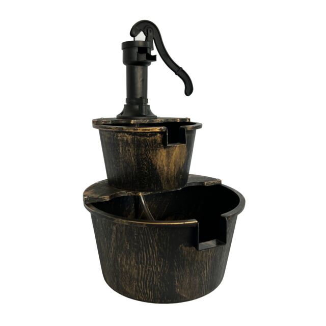Oypla 2 Tier Cascading Barrel Garden Water Fountain in Bronze