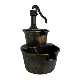 Oypla 2 Tier Cascading Barrel Garden Water Fountain in Bronze - thumbnail 3