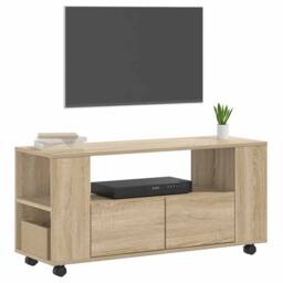 Berkfield Home TV Cabinet Sonoma Oak 102x34.5x43 cm Engineered Wood in Light Brown - thumbnail 1