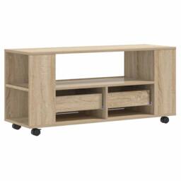 Berkfield Home TV Cabinet Sonoma Oak 102x34.5x43 cm Engineered Wood in Light Brown - thumbnail 7