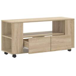 Berkfield Home TV Cabinet Sonoma Oak 102x34.5x43 cm Engineered Wood in Light Brown - thumbnail 4