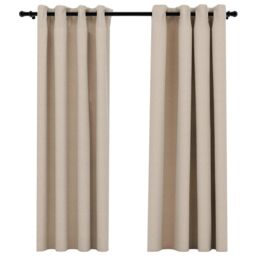 Berkfield Home Linen-Look Blackout Curtains with Grommets 2pcs Beige 140x175cm - Size: 140x175 cm - thumbnail 2