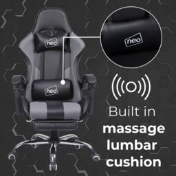Neo GTB Gaming Chair with Massage & Footrest in Grey - thumbnail 3