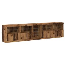 Berkfield Home Sideboard with LED Lights Old Wood 283x37x67 cm Engineered Wood in Brown - Size: 283 x 37 x 67 cm - thumbnail 2