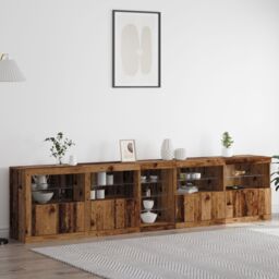 Berkfield Home Sideboard with LED Lights Old Wood 283x37x67 cm Engineered Wood in Brown - Size: 283 x 37 x 67 cm - thumbnail 1