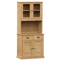 Berkfield Home Highboard VIGO 78x40x175 cm Solid Wood Pine in Brown - Size: 78 x 40 x 175 cm - thumbnail 2