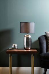 Orsina Chrome Finish Ceramic Base Table Lamp With Black Shade, Bedside Lamp, Desk Lamp With In-Line On/Off Switch - thumbnail 2