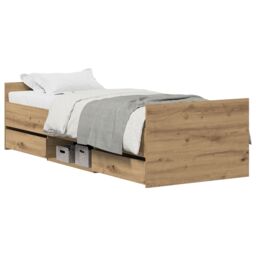Berkfield Home Bed Frame without Mattress Artisan Oak 75x190 cm Engineered Wood in Beige - thumbnail 3