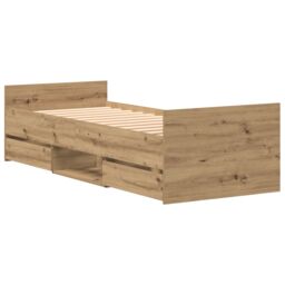 Berkfield Home Bed Frame without Mattress Artisan Oak 75x190 cm Engineered Wood in Beige - thumbnail 6