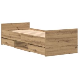 Berkfield Home Bed Frame without Mattress Artisan Oak 75x190 cm Engineered Wood in Beige - thumbnail 2