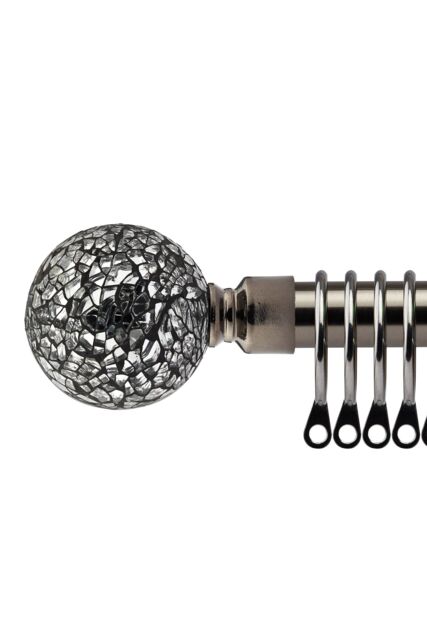 New Edge Blinds 16-19mm Mirrored Extendable Durable Metal Curtain Pole Set in Charcoal - Size: 170 cm - 300 cm - image 1