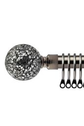 New Edge Blinds 16-19mm Mirrored Extendable Durable Metal Curtain Pole Set in Charcoal - Size: 170 cm - 300 cm