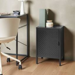 Wyld and Coco Powder-Coated Black Steel Office Cabinet with 2 Shelves