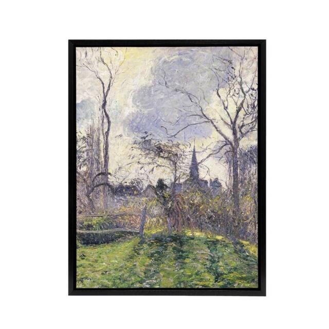 "Artery8 The Bell Tower of Bazincourt Pissarro Black Framed Canvas Art Print - Size: W12"" x H16""" - image 1