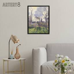 "Artery8 The Bell Tower of Bazincourt Pissarro Black Framed Canvas Art Print - Size: W12"" x H16""" - thumbnail 3