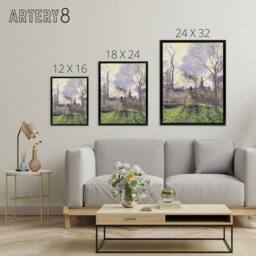 "Artery8 The Bell Tower of Bazincourt Pissarro Black Framed Canvas Art Print - Size: W12"" x H16""" - thumbnail 4