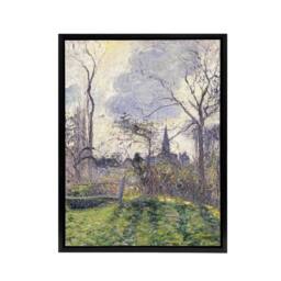 "Artery8 The Bell Tower of Bazincourt Pissarro Black Framed Canvas Art Print - Size: W12"" x H16""" - thumbnail 1