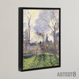"Artery8 The Bell Tower of Bazincourt Pissarro Black Framed Canvas Art Print - Size: W12"" x H16""" - thumbnail 2