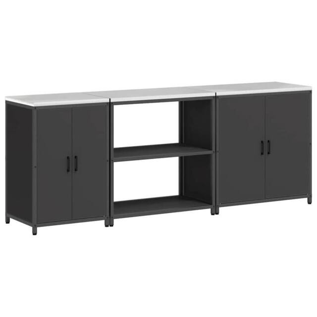 Berkfield Home with Shelf Other with Storage with Door 3 pcs Black Cold-rolled steel