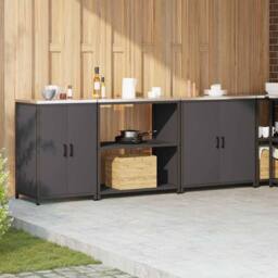 Berkfield Home with Shelf Other with Storage with Door 3 pcs Black Cold-rolled steel - thumbnail 4