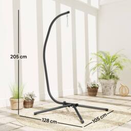 OUTSUNNY Hanging Egg Chair Stand Only, Hammock Chair C-Stand, Black - thumbnail 3