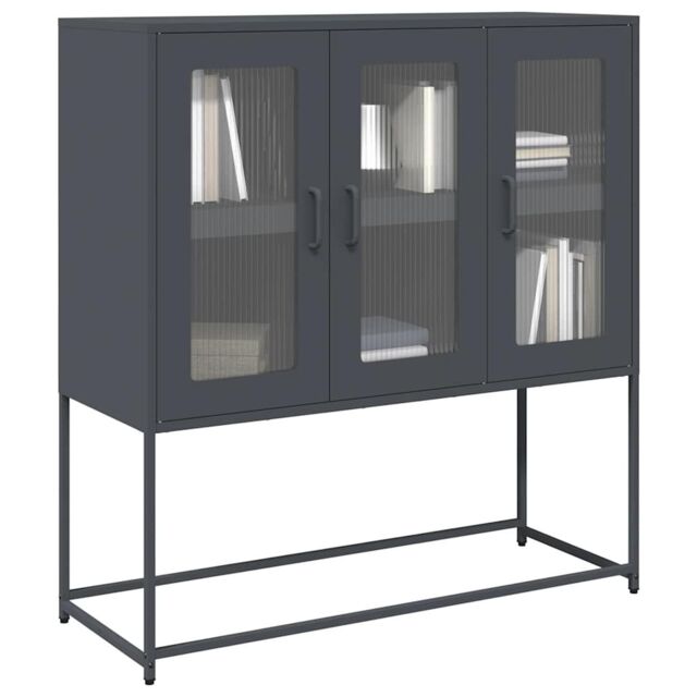 Berkfield Home Sideboard Anthracite 100.5x39x107 cm Cold-rolled Steel in Black - image 1