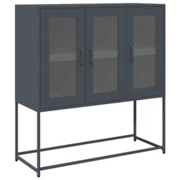 Berkfield Home Sideboard Anthracite 100.5x39x107 cm Cold-rolled Steel in Black - thumbnail 2