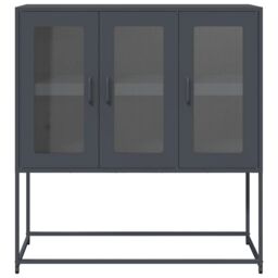 Berkfield Home Sideboard Anthracite 100.5x39x107 cm Cold-rolled Steel in Black - thumbnail 5