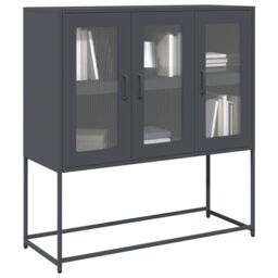 Berkfield Home Sideboard Anthracite 100.5x39x107 cm Cold-rolled Steel in Black - thumbnail 1