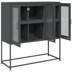 Berkfield Home Sideboard Anthracite 100.5x39x107 cm Cold-rolled Steel in Black - thumbnail 6