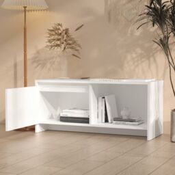 Berkfield Home TV Cabinet White 90x35x40 cm Engineered Wood - Size: 90 x 35 x 40 cm - thumbnail 3
