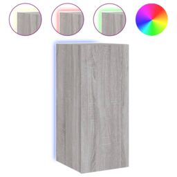 Berkfield Home TV Wall Cabinet with LED Lights Grey Sonoma 30.5x35x70 cm - thumbnail 2