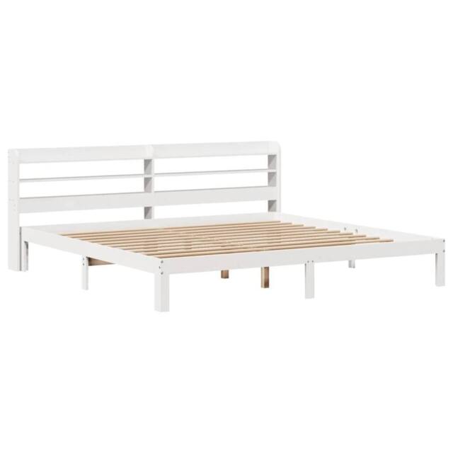 Berkfield Home Beautiful Bed Frame with Headboard without Mattress White 180x200 - Size: Super King - image 1