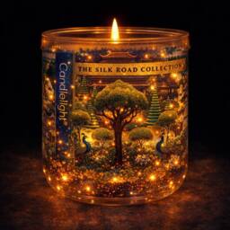 Candlelight The Silk Road Collection Bukhara Light Up Glitter Candle in Green - thumbnail 2