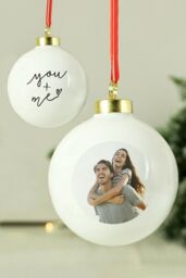 Personalised Memento Company Personalised Me & You Photo Upload Bauble in White - thumbnail 4