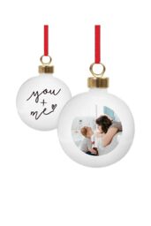 Personalised Memento Company Personalised Me & You Photo Upload Bauble in White