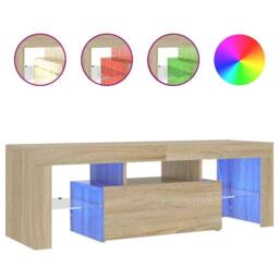 Berkfield Home TV Cabinet with LED Lights Sonoma Oak 120x35x40 cm in Light Brown - Size: 120 x 35 x 40 cm - thumbnail 1