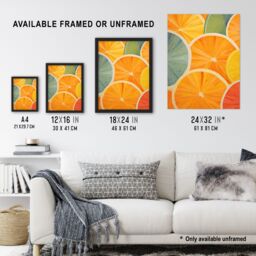 Artery8 Wall Art Print Citrus Bold Vibrant Rich Lemon Lime Orange Fruit Screen Risograph Artwork Spot Block Colour Retro Riso Kitchen Interior Design - thumbnail 3